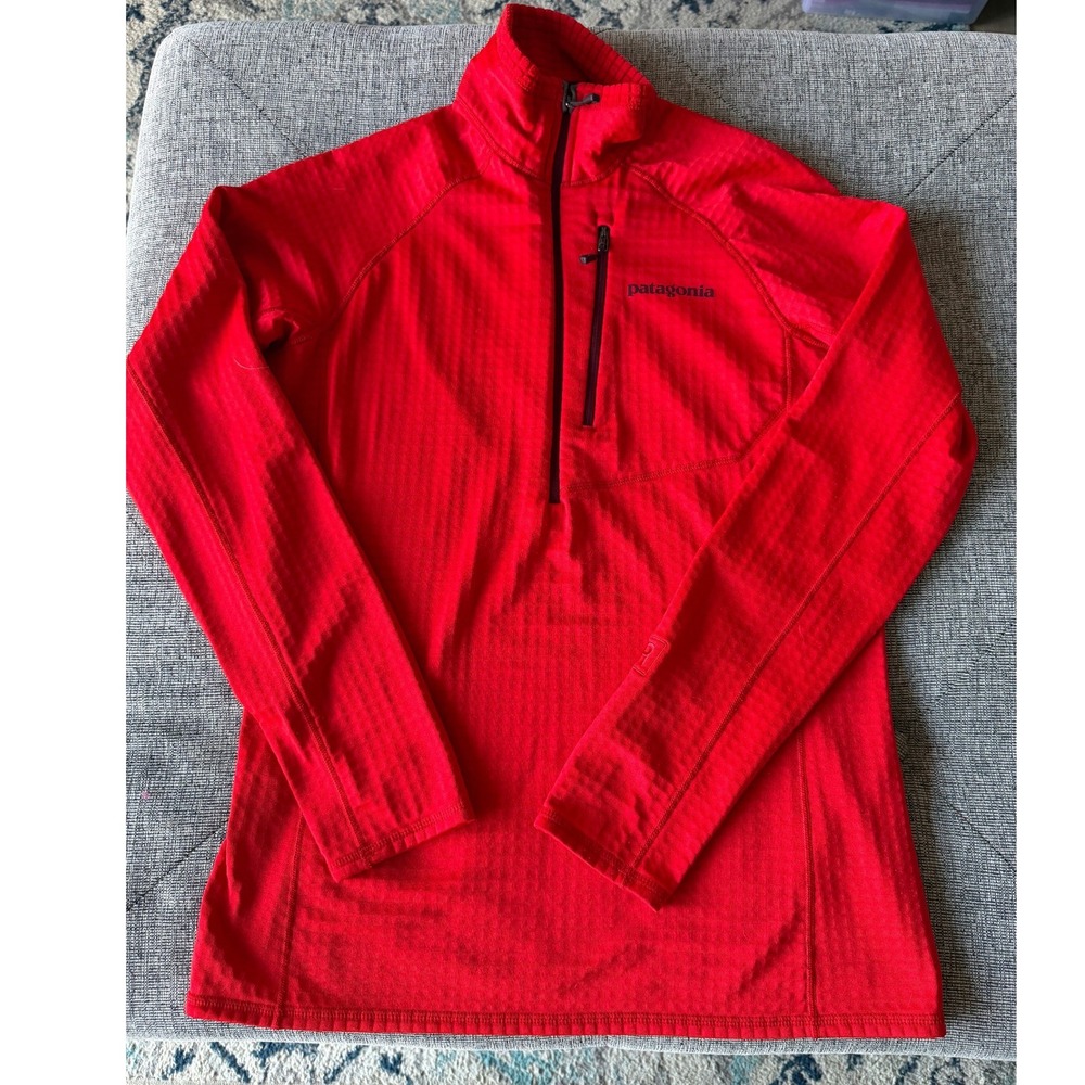 Patagonia R1 Pullover Womens Small Red Polartec Power Dry 1/4 Zip 40118 FA15